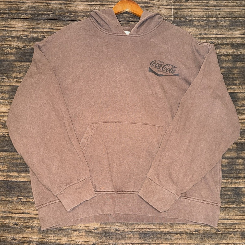 PacSun Hoodie Men Large Brown Coca Cola Graphic Pullover Sweatshirt